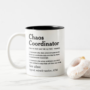 Funny Personalised Chaos Coordinator Definition Two-Tone Coffee Mug
