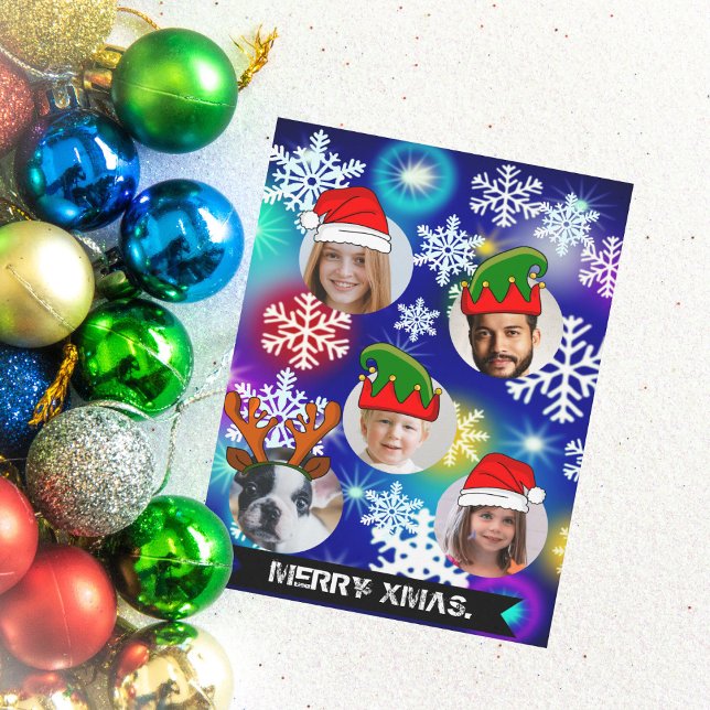 Funny personalised Christmas hats photo in hole Invitation (Creator Uploaded)