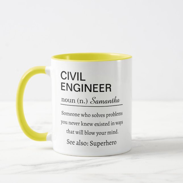 Funny Personalised Civil Engineer Definition Mug (Left)