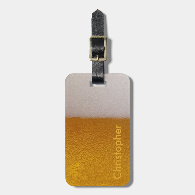 Funny Personalised Cold Beer Luggage Tag (Front Vertical)