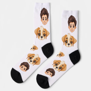 Funny Personalised Couple Face 2 Photos Dog Socks