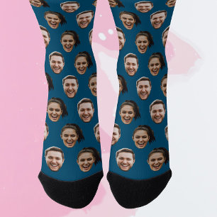 Funny Personalised Couple Face 2 Photos  Socks