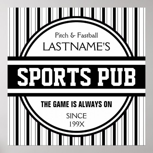 Funny Personalised Custom Bar Sign Sports Pub (Front)