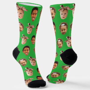 Funny Personalised Dad of 3 Kids Photo Green Socks