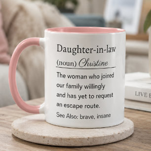 Funny Personalised Daughter in Law Definition Pink Mug