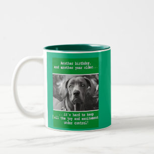 Funny Personalised Dog Photo Birthday    Two-Tone Coffee Mug