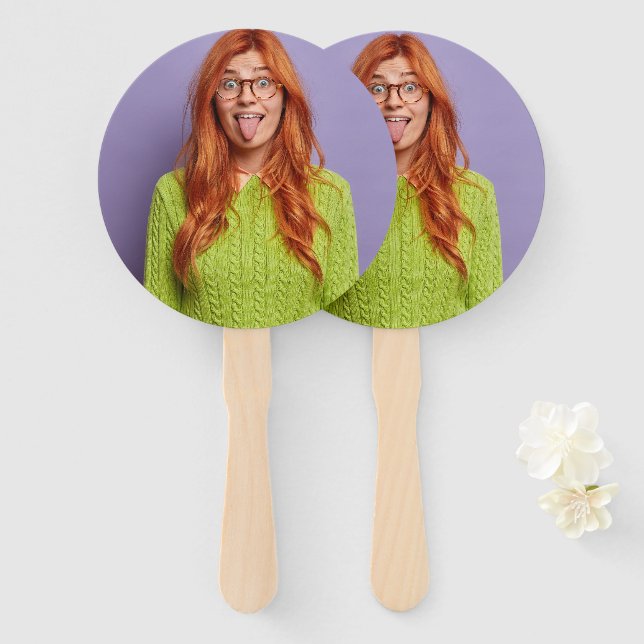 Funny Personalised Face On A Stick Custom Photo Hand Fan (Front and Back)