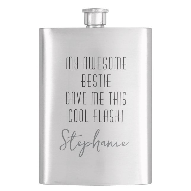 Funny Personalised from Bestie Cool Modern Hip Flask (Front)