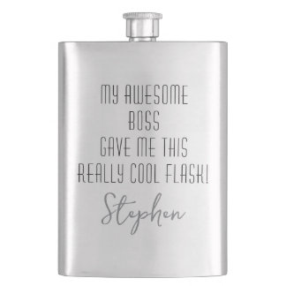 Funny Personalised from Boss Cool Modern Hip Flask