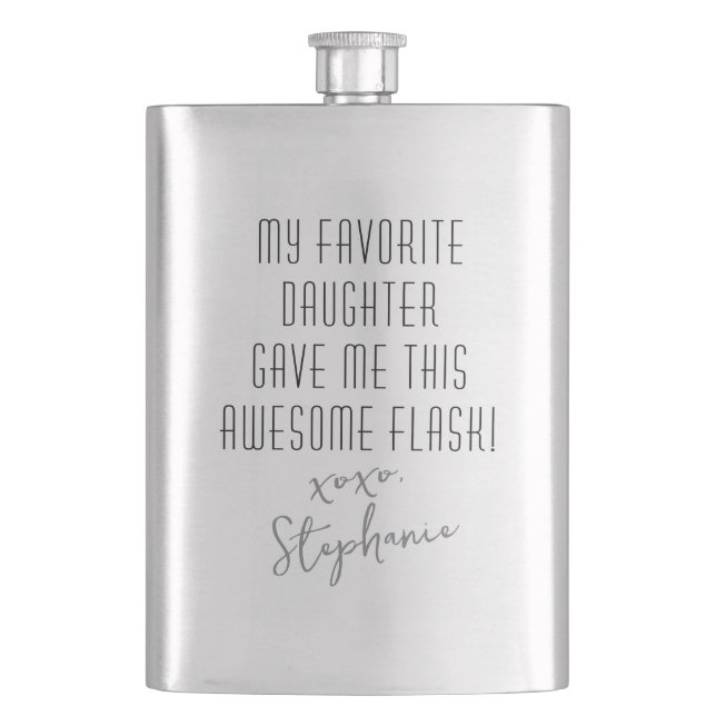 Funny Personalised from Favourite Daughter Modern Hip Flask (Front)