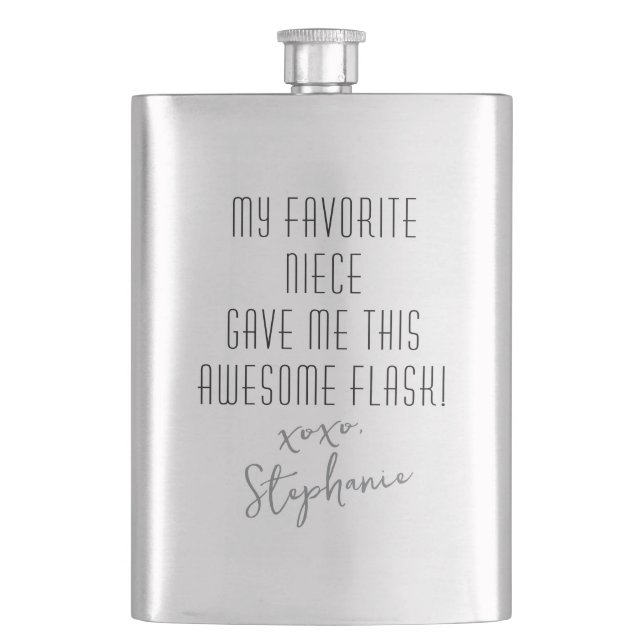 Funny Personalised from Favourite Niece Modern Hip Flask (Front)