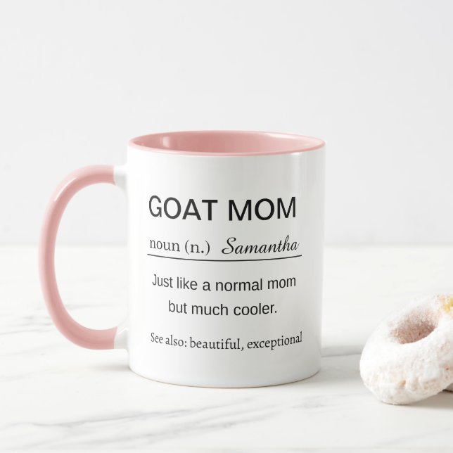 Funny Personalised Goat Mum Definition Mug (With Donut)
