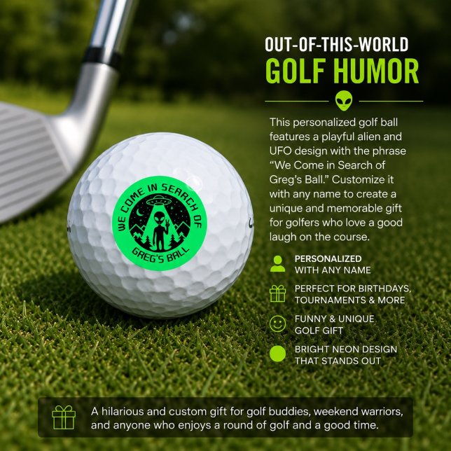 Funny Personalised Golf Gift UFO Alien Green Balls (Creator Uploaded)
