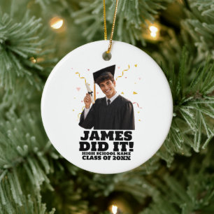 Funny Personalised Graduation Party Custom Photo Ceramic Ornament