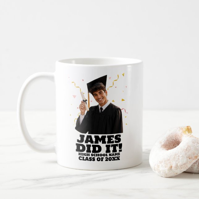 Funny Personalised Graduation Party Custom Photo  Coffee Mug (With Donut)