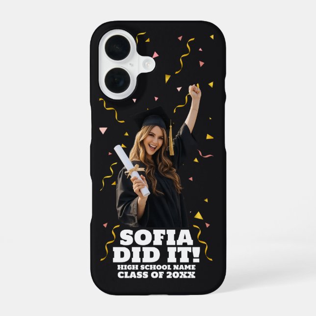 Funny Personalised Graduation Party Custom Photo iPhone 16 Case (Back)
