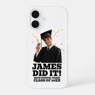 Funny Personalised Graduation Party Custom Photo iPhone 16 Case