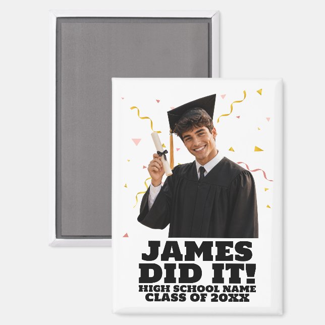 Funny Personalised Graduation Party Custom Photo Magnet (Front/Back)