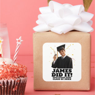 Funny Personalised Graduation Party Custom Photo Square Sticker