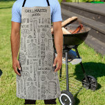 Funny Personalised Grill Chef BBQ Barbecue Master  Apron<br><div class="desc">A fun apron featuring a vintage looking pattern of various grilling tools set against a khaki tan background.  Add two lines of custom text to personalise. Perfect for anyone who loves to barbecue,  grill and cook.  Makes a perfect Father's Day,  birthday or holiday gift.</div>