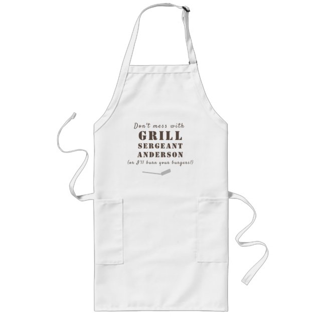 Funny Personalised Grill Sergeant Long Apron (Front)