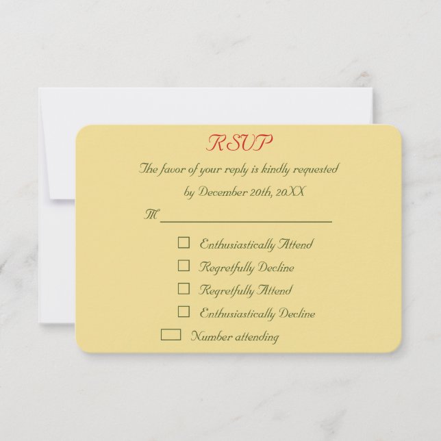 Funny Personalised Holiday Christmas Wedding RSVP (Front)