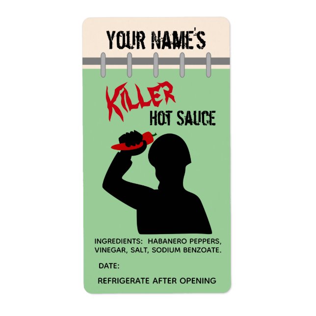 Funny Personalised Hot Sauce Labels Shower Killer (Front)
