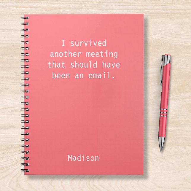 Funny Personalised I Survived Office Meeting Notebook (Creator Uploaded)