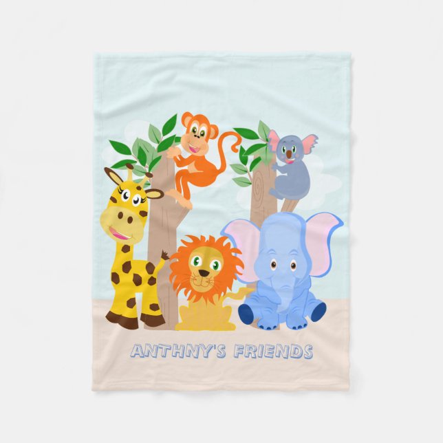 Funny personalised jungle fleece blanket (Front)