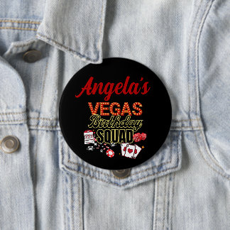 Funny Personalised Las Vegas Birthday Party Squad 10 Cm Round Badge