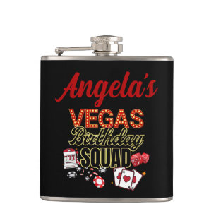 Funny Personalised Las Vegas Birthday Party Squad Hip Flask