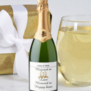 Funny personalised law graduation sparkling wine label