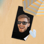 Funny Personalised Men Photo Beach Towel<br><div class="desc">Funny personalised beach towel with a large men's photo printed on it. Upload a regular picture or use any mobile app or editing program to create the cut-out and upload a transparent png file. The background colour is editable by clicking the button to customise the design.</div>