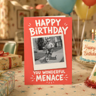Funny Personalised Menace Birthday Card With Photo