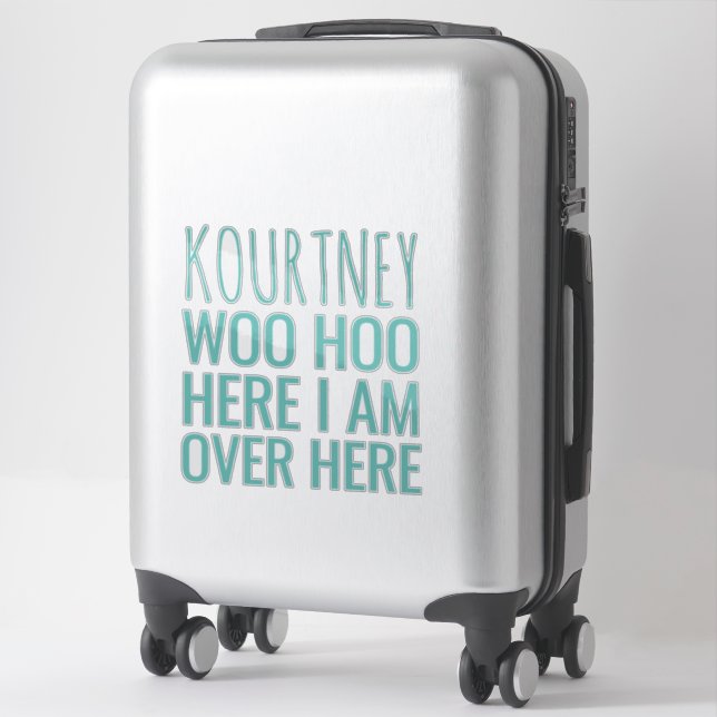 Funny Personalised Name Attention Teal Vinyl (Suitcase)