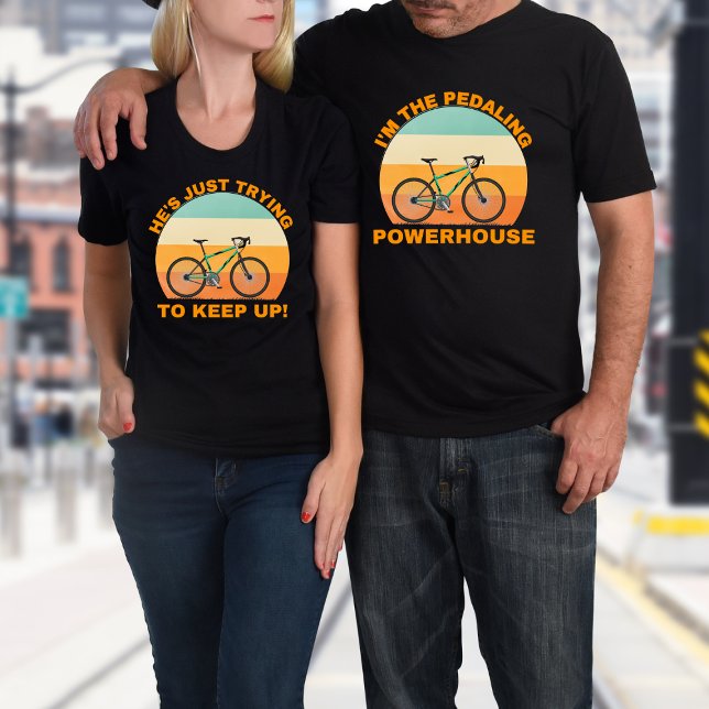 Funny Personalised Name Couple Biking  T-Shirt (Creator Uploaded)