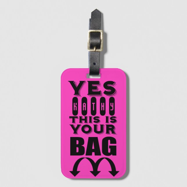 Funny Personalised Name Luggage Tag (Front Vertical)
