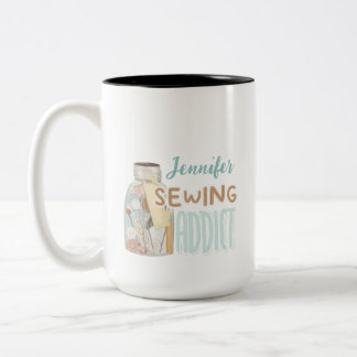 Funny Personalised Name Seamstress Sewing Addict Two-Tone Coffee Mug