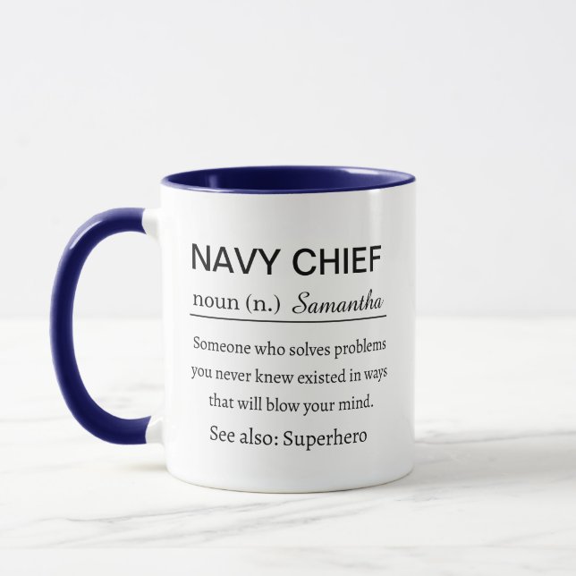 Funny Personalised Navy Chief Definition Mug (Left)