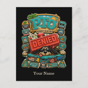 Funny personalised office humour T-shirt featuring Postcard