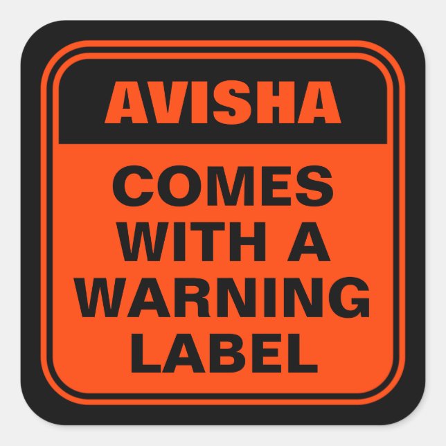 Funny personalised orange comes with warning label (Front)