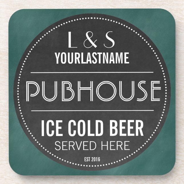 Funny Personalised Pubhouse Chalkboard Sign Coaster (Front)