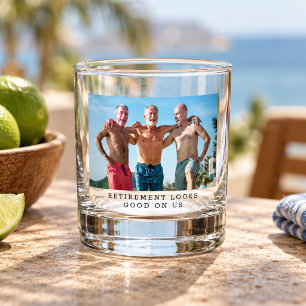 Funny Personalised Retirement Humour Photo Gift Whiskey Glass