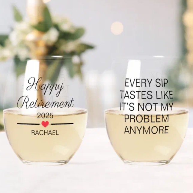 Funny Personalised Retirement Stemless Wine Glass (Creator Uploaded)