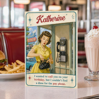 Funny Personalised Retro Birthday Joke Pay Phone Card