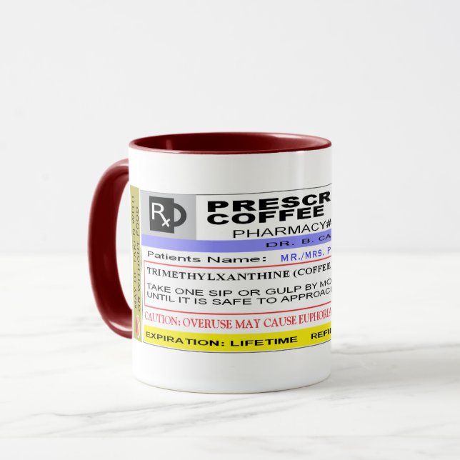 Funny Personalised Rx Prescription Coffee Mug (Front Left)