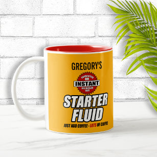 Funny Personalised Starter Fluid Two-Tone Coffee Mug