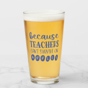 Funny Personalised Teacher Gift Survive On Apples  Glass