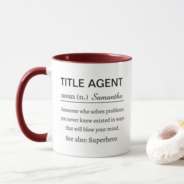 Funny Personalised Title Agent Definition Mug (With Donut)