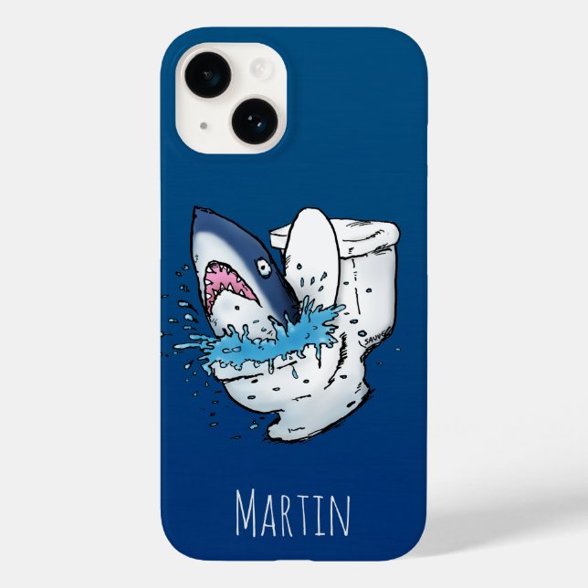 Funny Personalised Toilet Shark Case-Mate iPhone Case (Back)